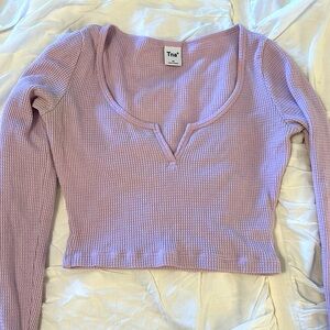 Purple TNA cropped long sleeve top